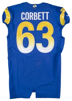 2020-21 Austin Corbett Game Used Los Angeles Rams Blue Jersey (Rams COA)